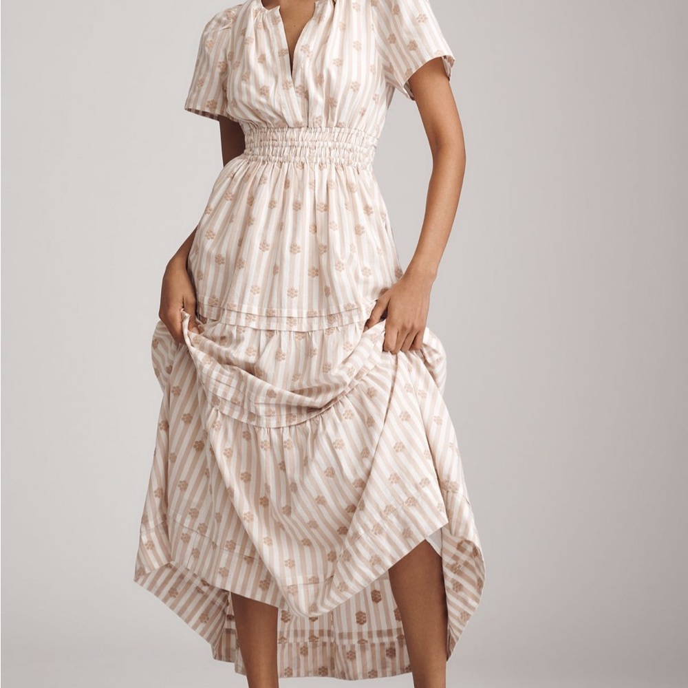 Anthropologie Somerset Tan Stripe Dress